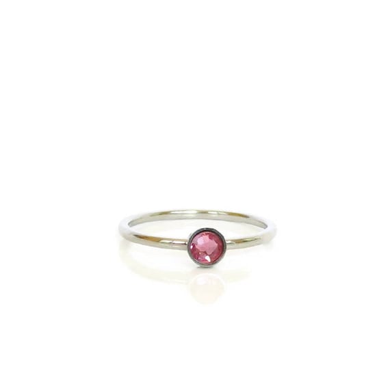 Stackable Swarovski Crystal Ring, October Pink Birthstone