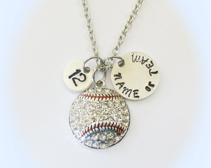 Personalized Baseball Necklace, Baseball Jewelry, Baseball Mom, Baseball Coach Gift, Baseball Jersey Number