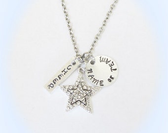 Personalized Cheer Cheerleader Necklace with Star Charm Ultra Personalization to add your Name or Team