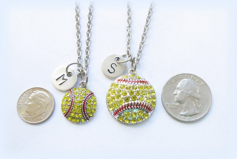 Personalized Softball Necklace Jewelry With Initial Charm or Etsy