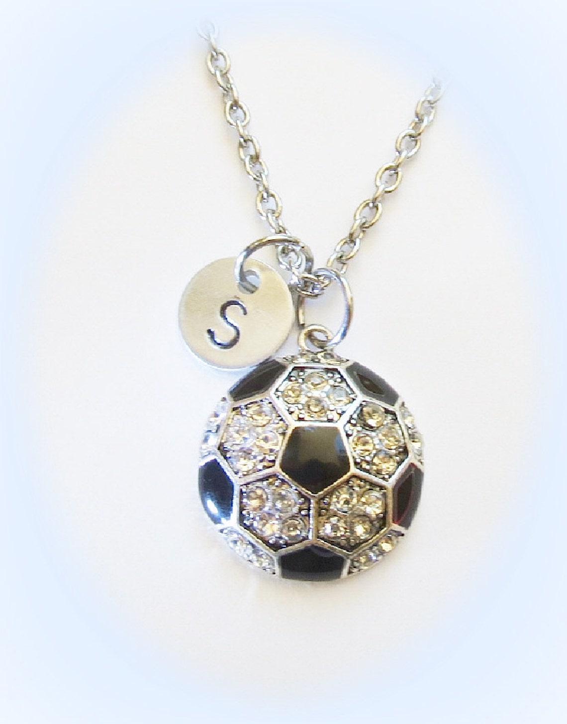 Personalized Soccer Necklace Initial or Number Charm Soccer Etsy