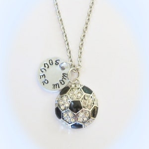 Soccer Mom Necklace, Soccer Jewelry, Soccer Coach Gift, Personalized Soccer, Crystal Soccer Charm, Soccer Coach Gift, Football Necklace