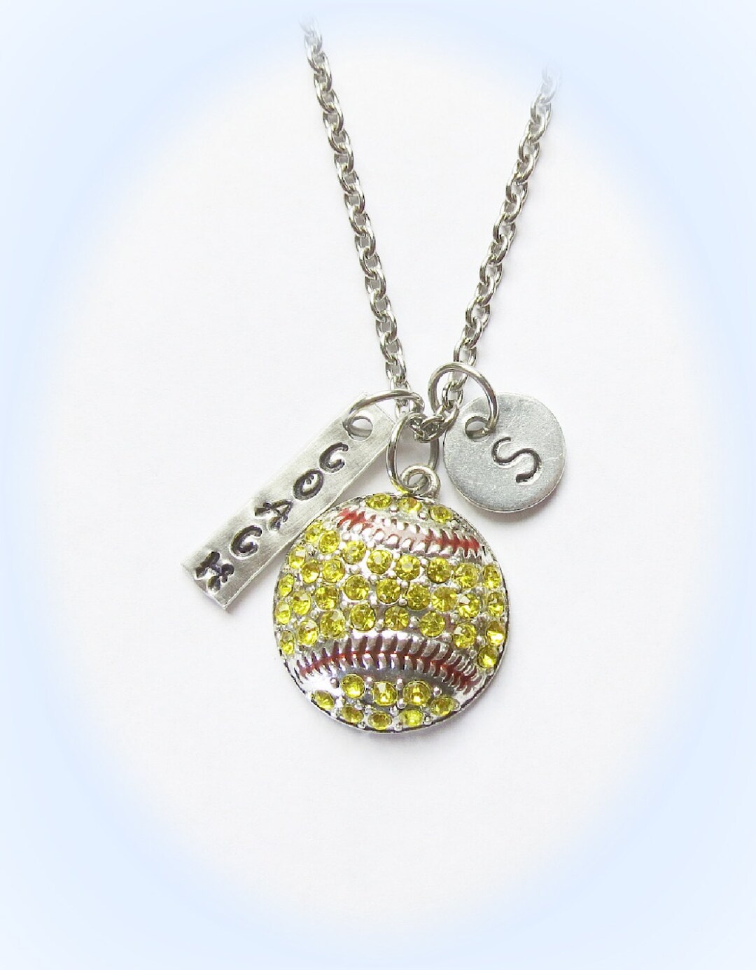 Personalized Softball Coach Necklace Jewelry With Initial Charm Etsy