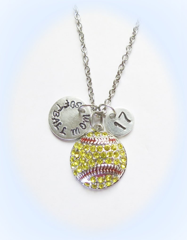 Personalized Softball Mom Necklace Softball Jewelry Softball Etsy