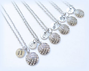 Personalized Volleyball Necklace Jewelry, Volleyball Team Jewelry, Volleyball Team Gift, Initial or Jersey Number Volleyball Necklace