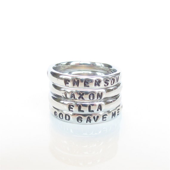 God Gave Me You Jewelry, Stacking Ring, Name Ring, Stainless Steel