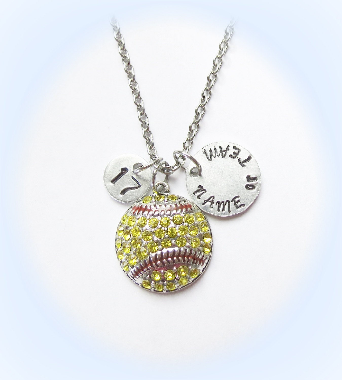Personalized Softball Necklace, Softball Jewelry, Softball Coach Gift, Softball Mom, Softball Team Gift