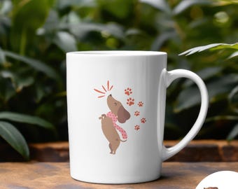 Mug Teckel Mignon — Tasse Chien Saucisse Cadeau — Idée Cadeau Dog Mom Anniversaire — Tasse Café Thé Amoureux des Chiens