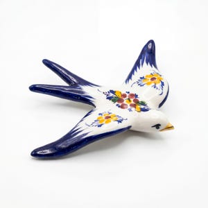 Hand-Painted Ceramic Swallow Wall Decor: Portuguese Faience Pottery