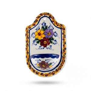 Porta sale da parete in ceramica portoghese dipinta a mano - Porta sale da appendere in ceramica / Mini vaso decorativo