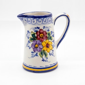Jarra de faiança portuguesa pintada à mão – Jarro de cerâmica tradicional – Coleção de flores de Portugal