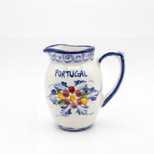 Handbemalter portugiesischer Minikrug – Fayence-Keramikkrug 10 cm – Portugal Flower Collection
