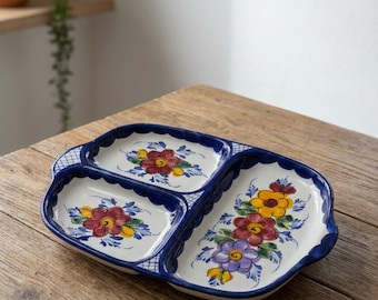 Hand-Painted Portuguese Appetizer Plate: Ceramic Tapas Serving Tray