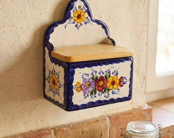 Hand Painted Portuguese Salt Cellar: Faience Pottery Spice Jar