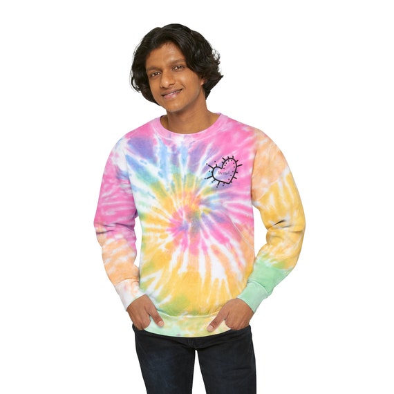 Pink tie dye heart sweatshirt hotsell