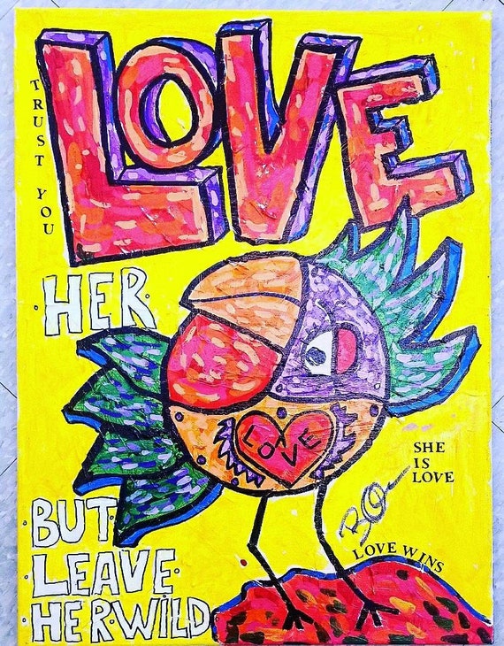 OOAK, Mixed Media, Painting, Inspirational, Bird of Virtue, Virtue,  Acyrilic, Urban Artist, Paint, Art, One of Kind, Dream, Love, Marker 