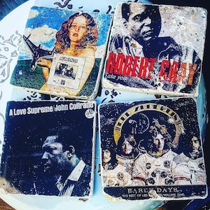 Album Cover Coasters, Handmade, Custom, Music Lover Gift, Musicians, Records, Unique Gifts, Natural Stone, Decorative Tile, Record Albums