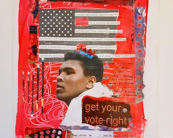 Muhammad Ali Collage Art, Original Framed Mixed Media