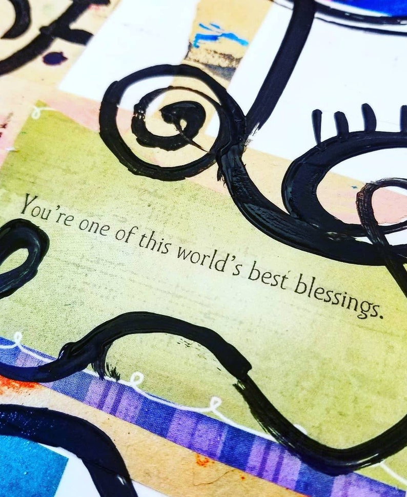 Collage Paper Mixed Media Bristol Board Paper Black Paint Etsy