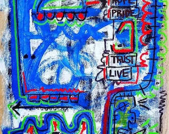 Oil Pastel, Mixed Media, Neoclassical, Black Paint, Abstract Art, Abstract Expressionalism, Art, Urban Artist Handmade, Artist, Basquiat