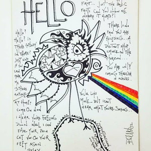 Pink Floyd, Comfortably Numb, Technique mixte, Micro Pen, Inspiration, Bird of Virtue, Virtue, Dessin, Marqueur, Pièces uniques, Oiseau, Paroles de chanson