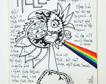 Impressão artística "Comfortably Numb" do Pink Floyd, Bird of Virtue, letra da música