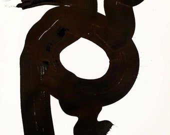 Abstract Painting "Internal", Indian Ink, Black Paint, 18 x 24 Watercolor Paper
