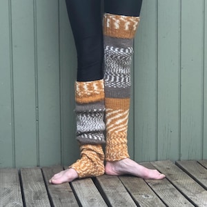 Hand Knit Thigh High Leg Warmers: Fair Isle Striped Over-the-Knee Socks