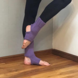 Hand Knit Lavender Yoga Socks: Acrylic Barre Pilates Dance Socks