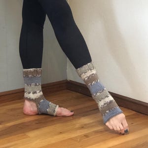 Hand Knit Yoga Socks: Striped Acrylic Barre Pilates Socks