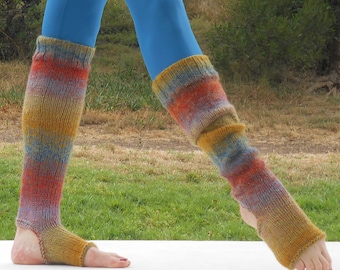 Hand Knit Stirrup Leg Warmers: Yoga Pilates Dance Socks