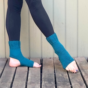 Hand Knit Yoga Socks: Turquoise Barre, Pilates Dance Socks
