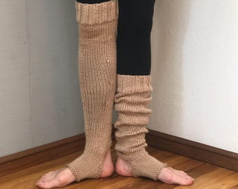 Hand Knit Stirrup Leg Warmers: Yoga, Dance,  Pilates Socks