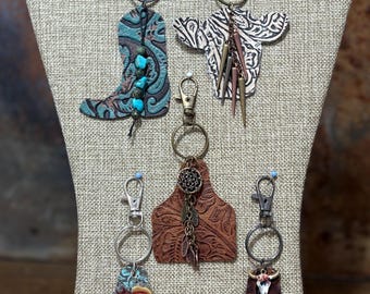 Handmade Genuine Leather Purse Backpack Charm Keychain