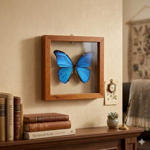 Blue Morpho Butterfly Frame Double Glass Display – Real Butterfly Specimen