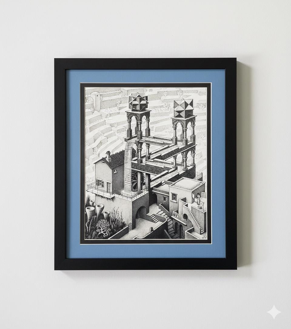 Mc Escher Print Waterfall - Etsy