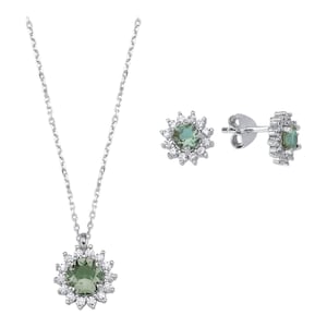 Sterling Silver Zultanite Necklace Earrings Set: Color-Changing Turkish Gemstone Jewelry