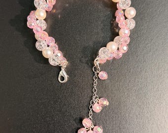 Y2k Pink Unique Bracelet |  Handmade Pearl Wire Bracelet | Fairycore Jewelry