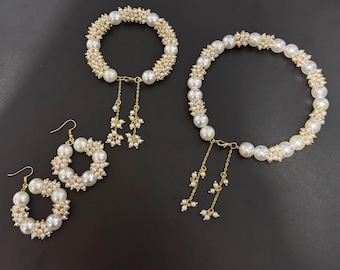 3pc Gajra jewelry set | Pearl necklace | Bridesmaid Gift | Gifts for her | Wedding jewelry