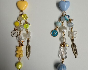 Bestfriends Matcing Initial Keychain | Gold Accessories | Gifts for her | Cluster Bag Charm