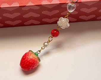 Strawberry Themed Phone Charm | Red Fruit Accessory | Y2k Phone & Bag Accessories Personalized Gifts