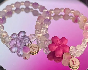 2pc friendship bracelets | Y2k bracelets | Friends gift ideas | Flower bracelet
