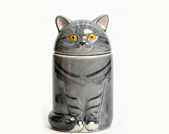 Handmade Ceramic Cat Urn – Pet Memorial Keepsake Box | Customizable with Name, Unique Tribute Gift