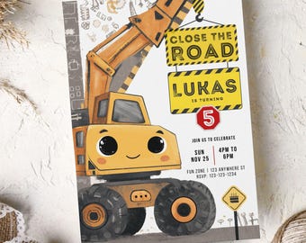 Verjaardagsuitnodiging bouw | Verjaardagsuitnodigingen voor de bouw | Uitnodiging bouwthema kinderfeestje | Verjaardagsuitnodiging jongens