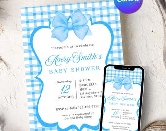 Invitación descargable para baby shower / Plantilla descargable para invitación de baby shower / Invitación descargable y editable para baby shower