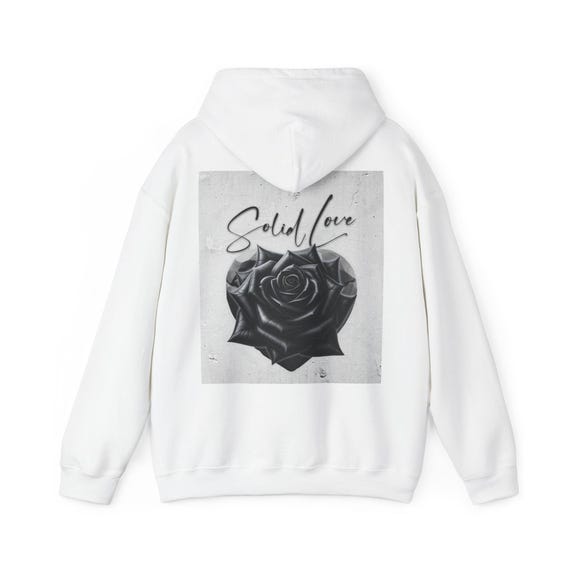 Black Rose Heart Graphic Hoodie, Unisex Cotton Blend