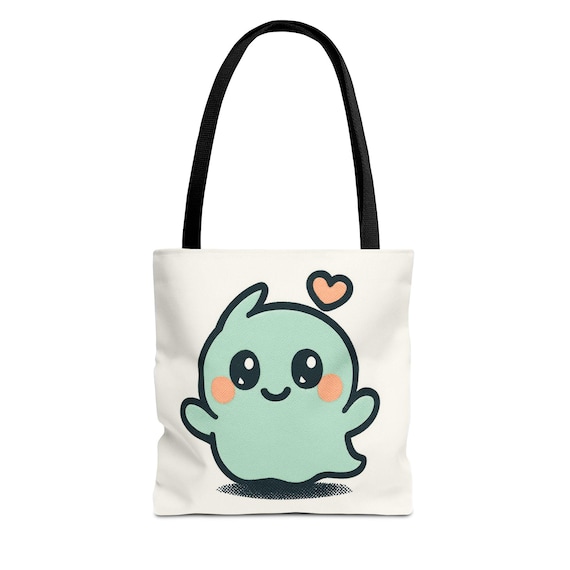 Cute Ghost Tote Bag, Fun Shopping Bag, Whimsical Gift, Eco-Friendly Carry-All, Halloween Decor