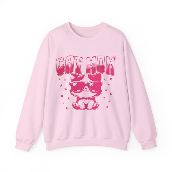 Cat Mom Crewneck Sweatshirt, Cute Cat Lover Pullover, Cozy Graphic Top, Funny Pet Owner Gift Idea