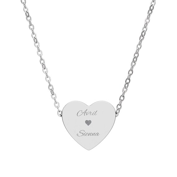 Personalized Engraved Heart necklace ,Engraved Heart Name Necklace | Sterling Heart Pendant