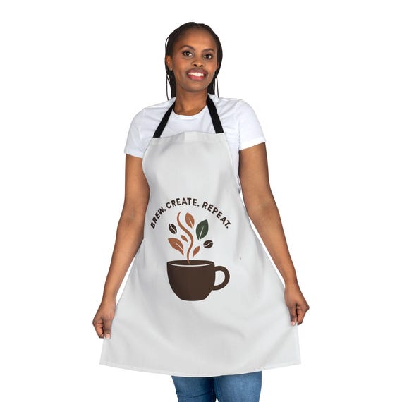 Coffee Lover Apron: Brew, Create, Repeat - Stain-Free Polyester
